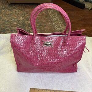 Large Pink Mock Crock Tote Unbranded Has a dog Medallion
